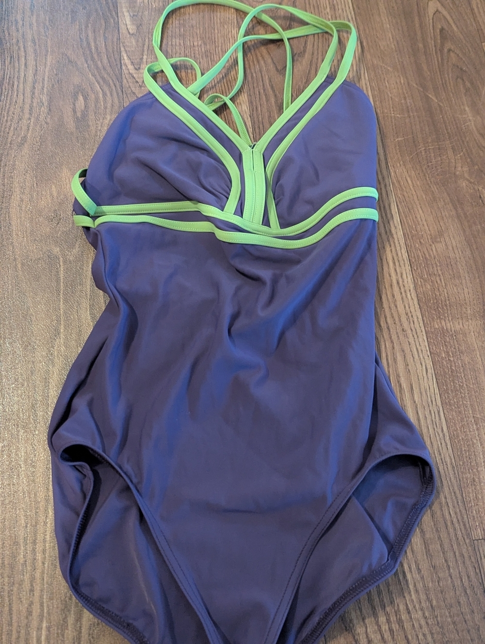Capezio Womens Leotard Adult Size Large Purple Green Strappy Dance Ballet